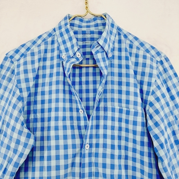 J. Crew Men's Button Front Blue White Checks Business Casual Shirt P6638 - Picture 2 of 11